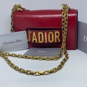 Dior J Flapmcal Red Calfskin Leather (Brand New)